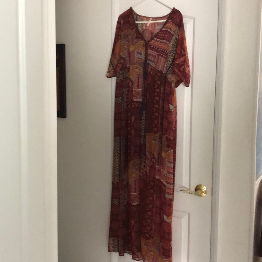 Red patterned Maxi Dress